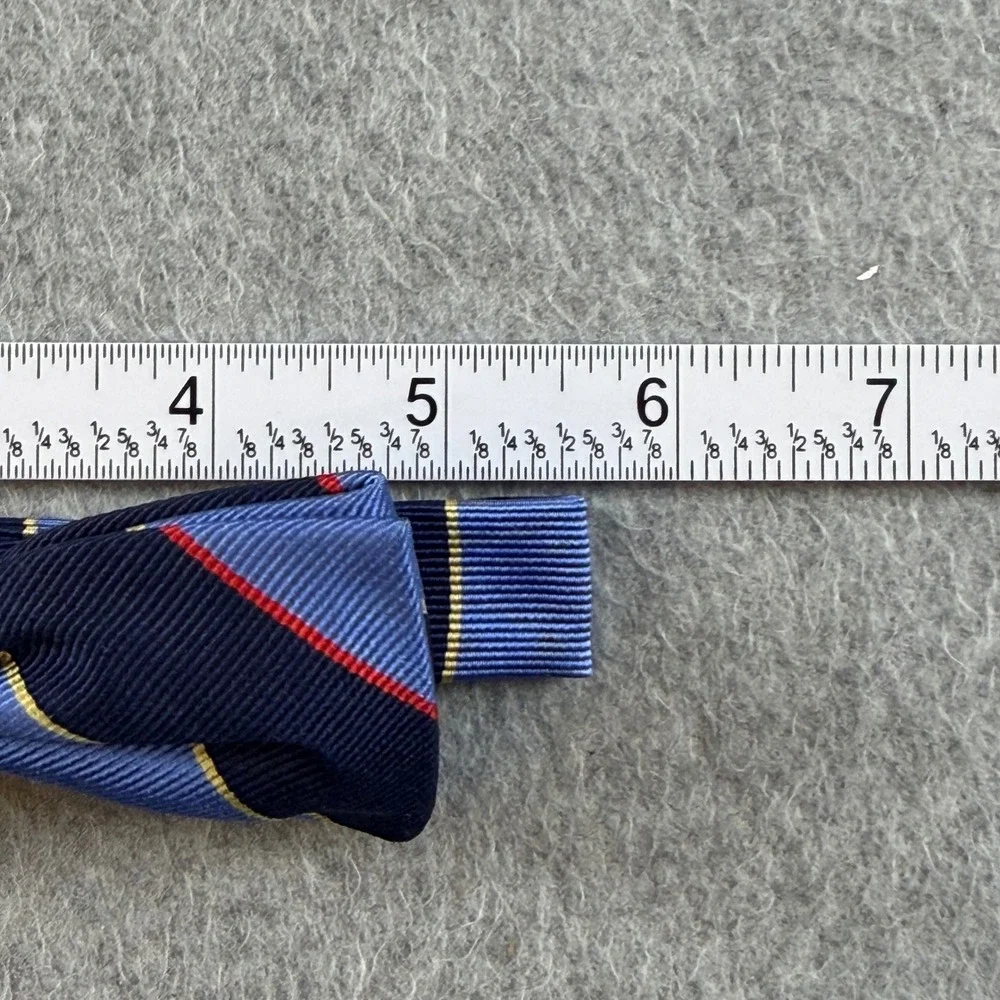 Brooks Brothers Fleece Boys Silk Bow Tie Navy Blue Repp Stripe Pre-Tied 10-14